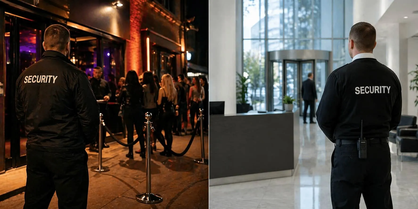 What is the difference between door supervisor and security guard training in the UK