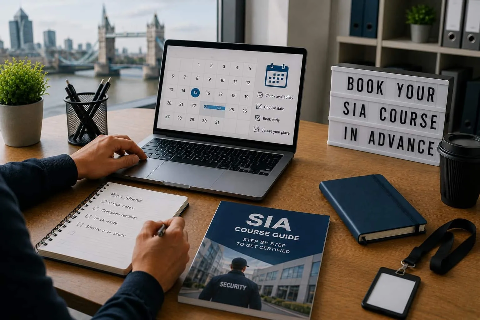 How far in advance do you need to book an sia course in london
